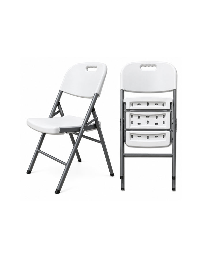 Silla Plegable Plástica Blanca 200 kg | 44×54×83 cm