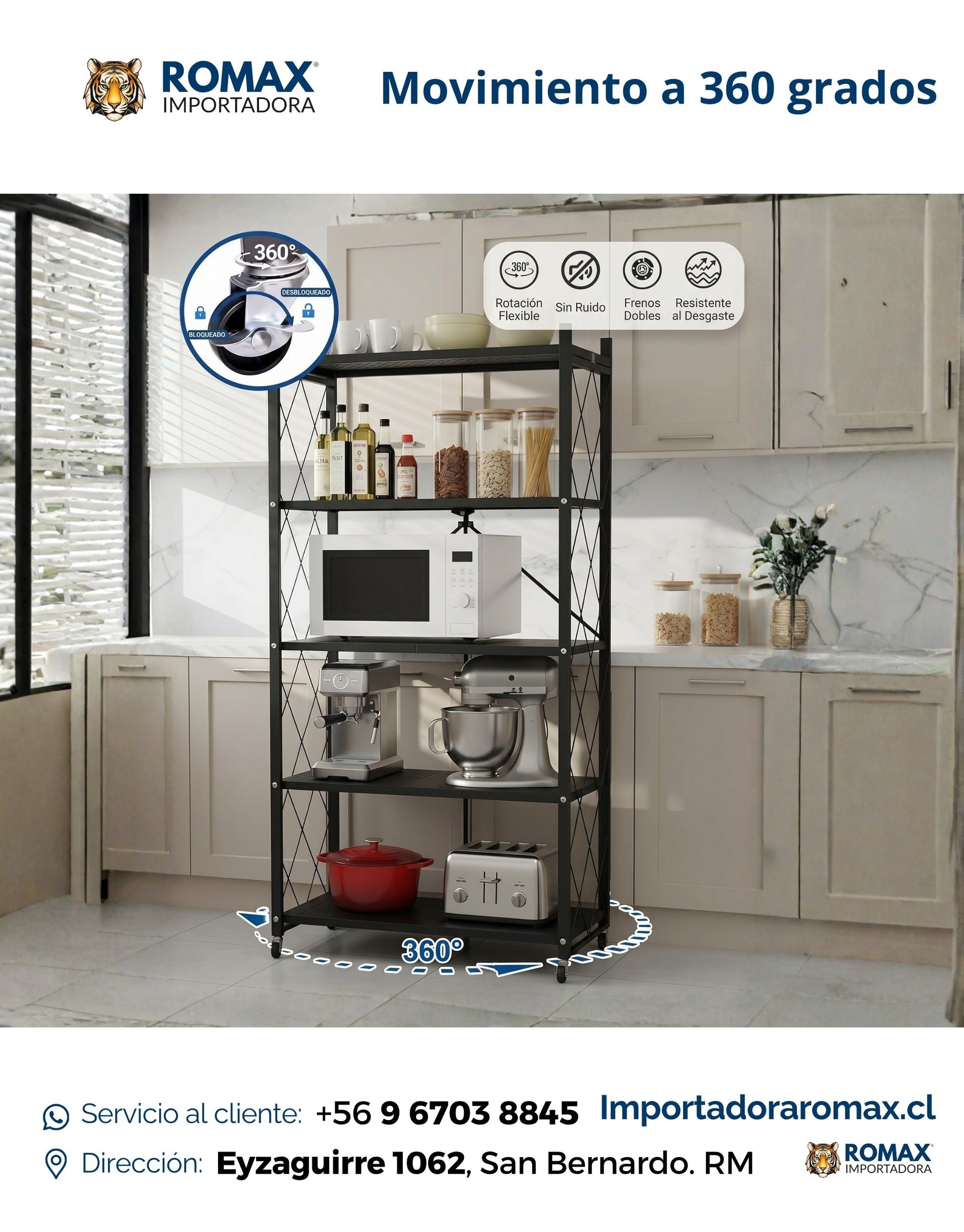 Estante Negro Plegable 162x72x34 cm | 5 niveles