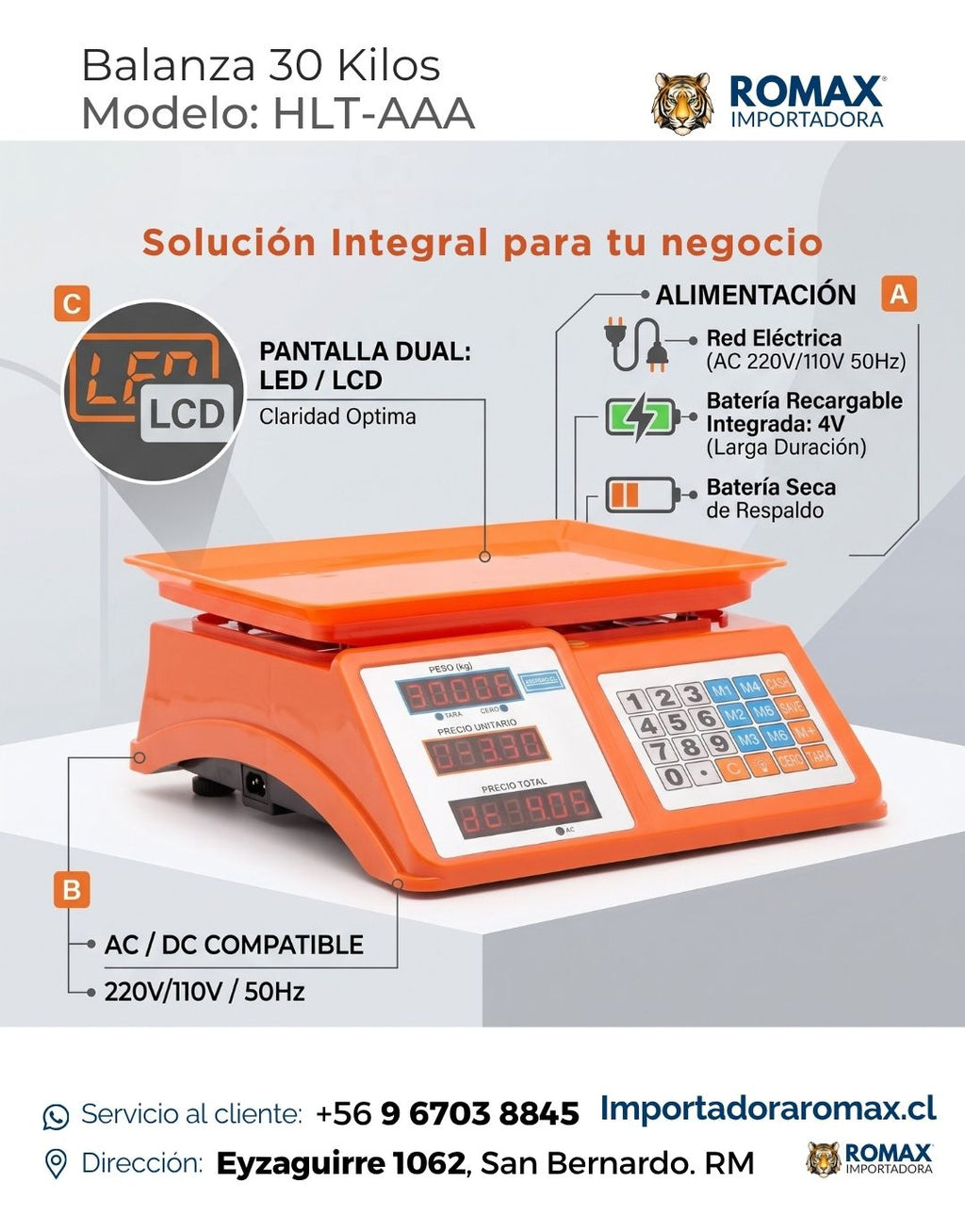 Balanza 30 Kilos | Precisión para Almacenes, Ferias y Negocios