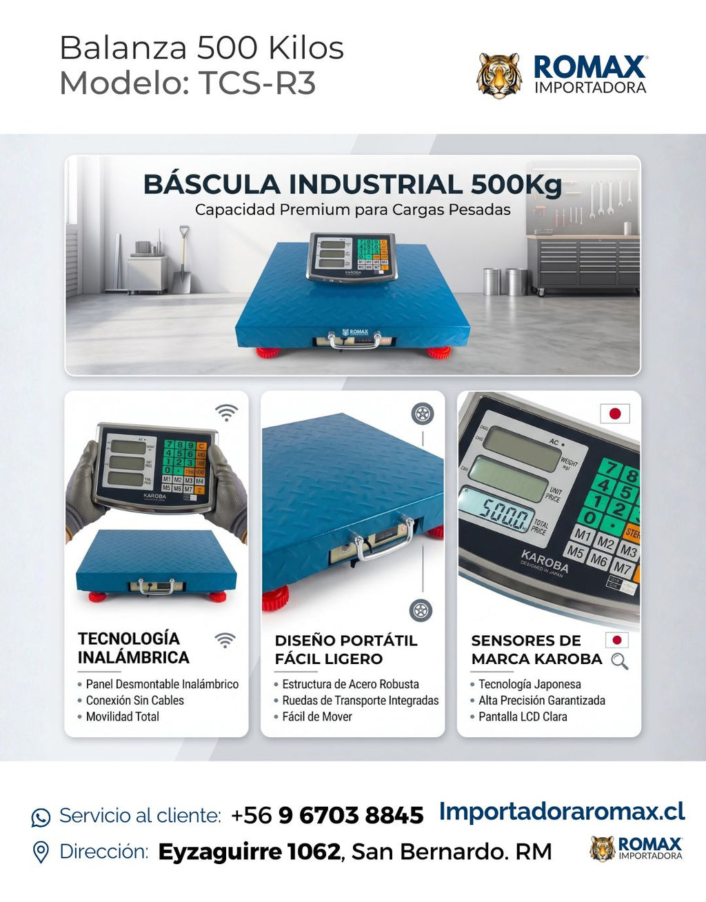 Balanza 500 Kg Inalámbrica  | Plataforma Industrial Reforzada