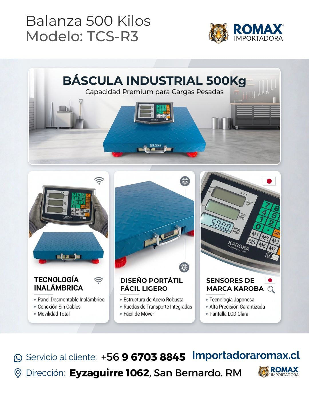 Balanza 500 Kg Inalámbrica  | Plataforma Industrial Reforzada