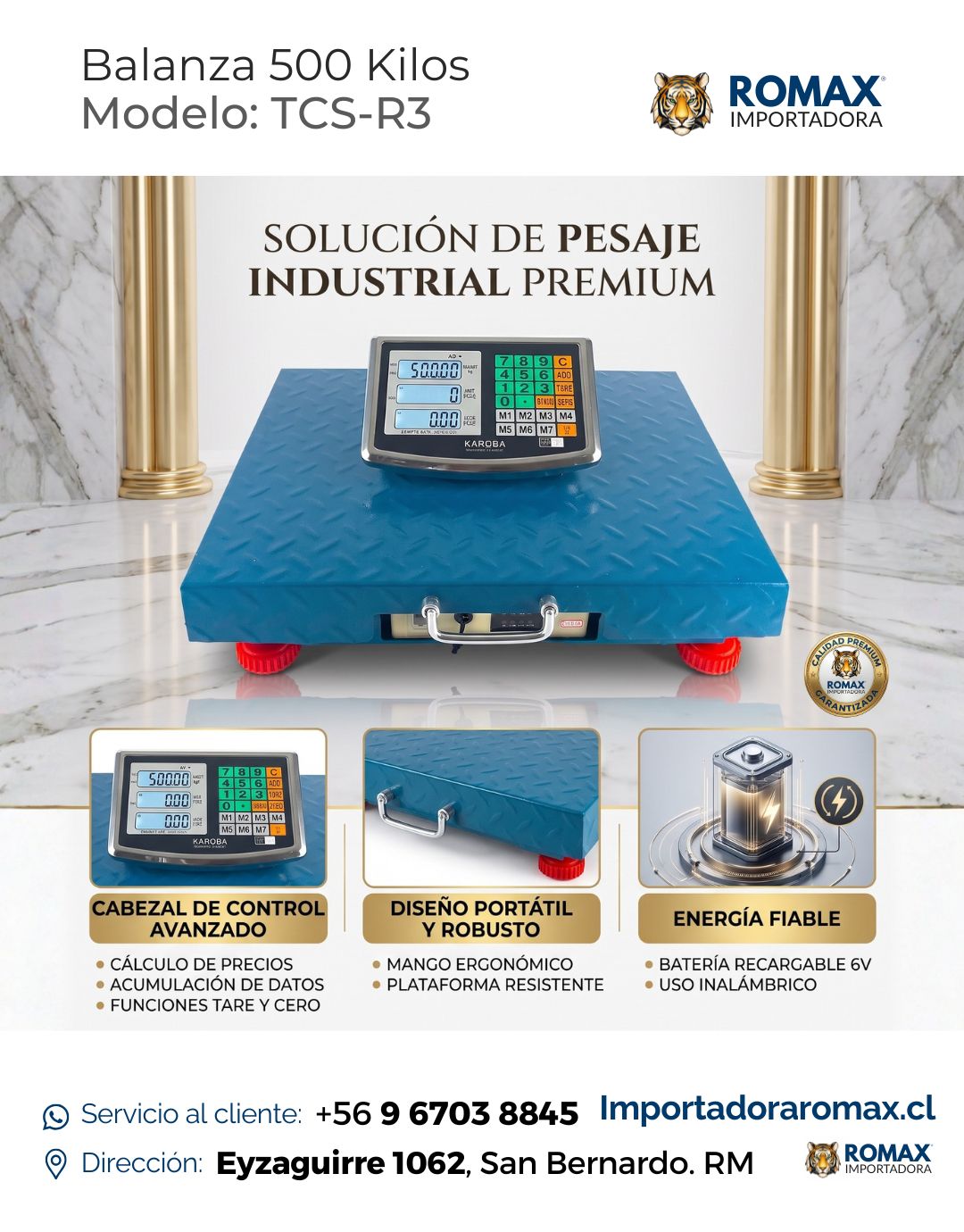 Balanza 500 Kg Inalámbrica  | Plataforma Industrial Reforzada