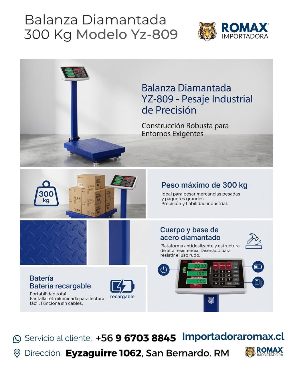 Balanza Diamantada 300 Kg YZ-809 | Precisión y Resistencia para tu Negocio