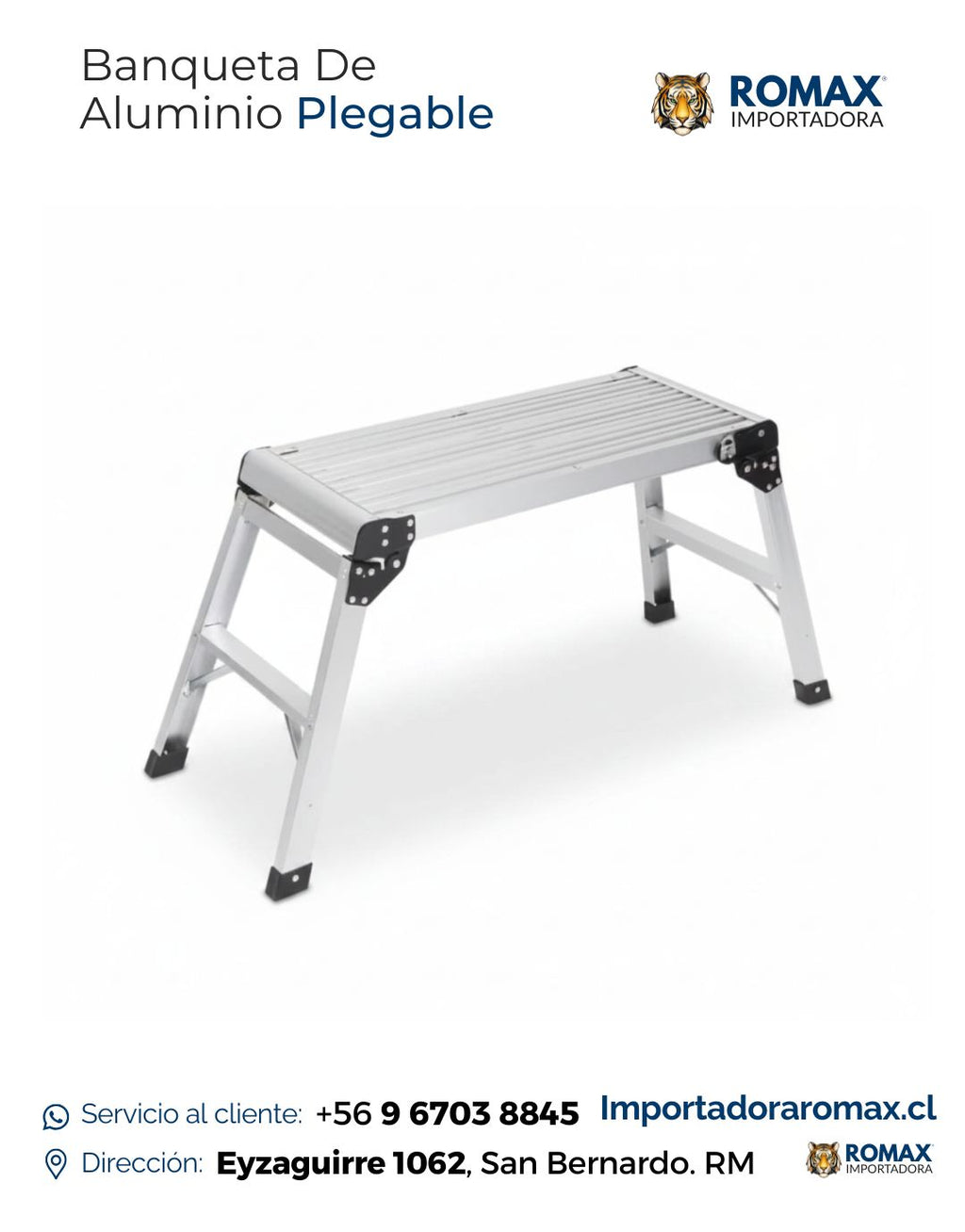 Banqueta de Aluminio Plegable | Práctica y Liviana | Romax