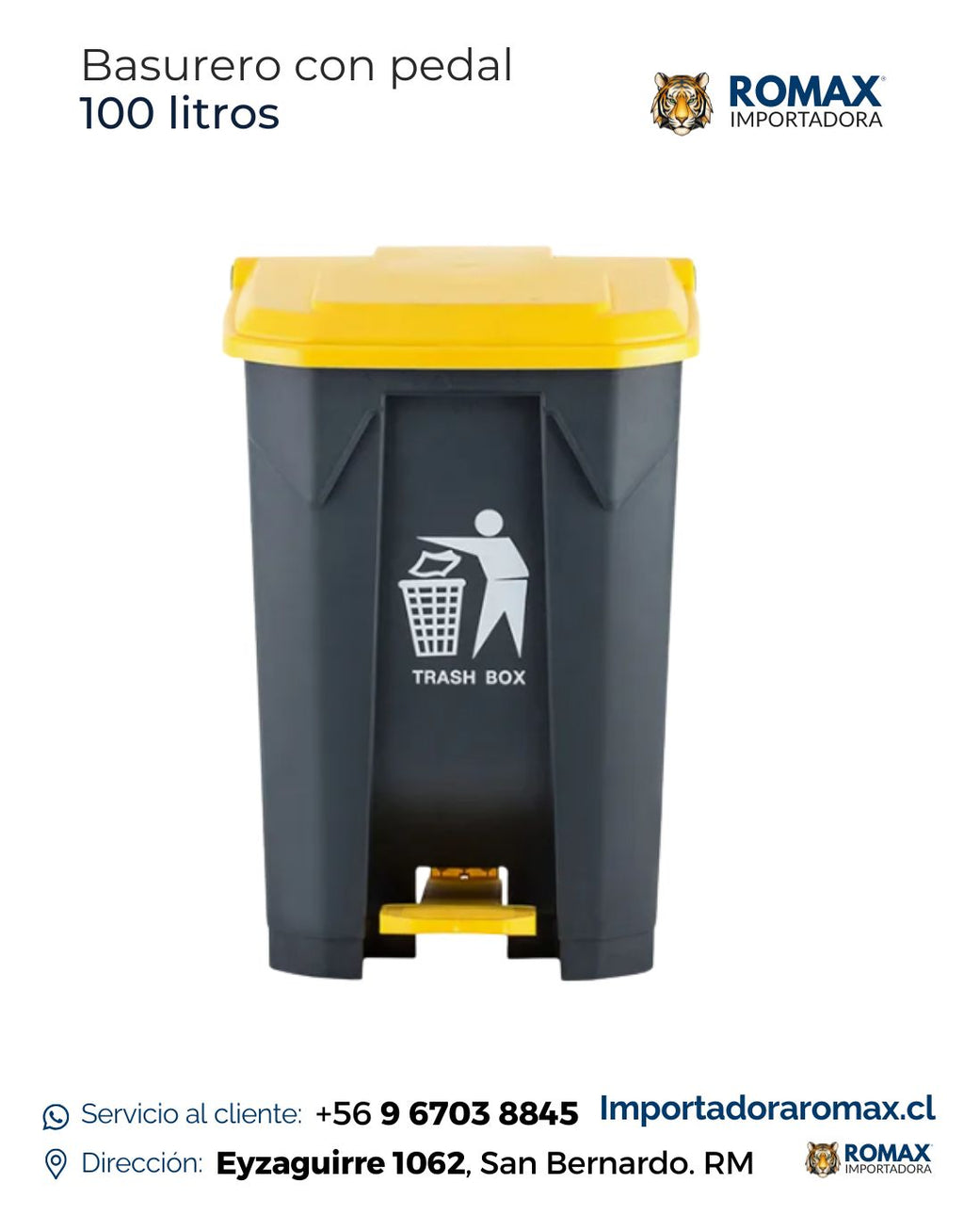 Basurero con Pedal 100 Litros | Máxima Capacidad para Hogar y Negocio