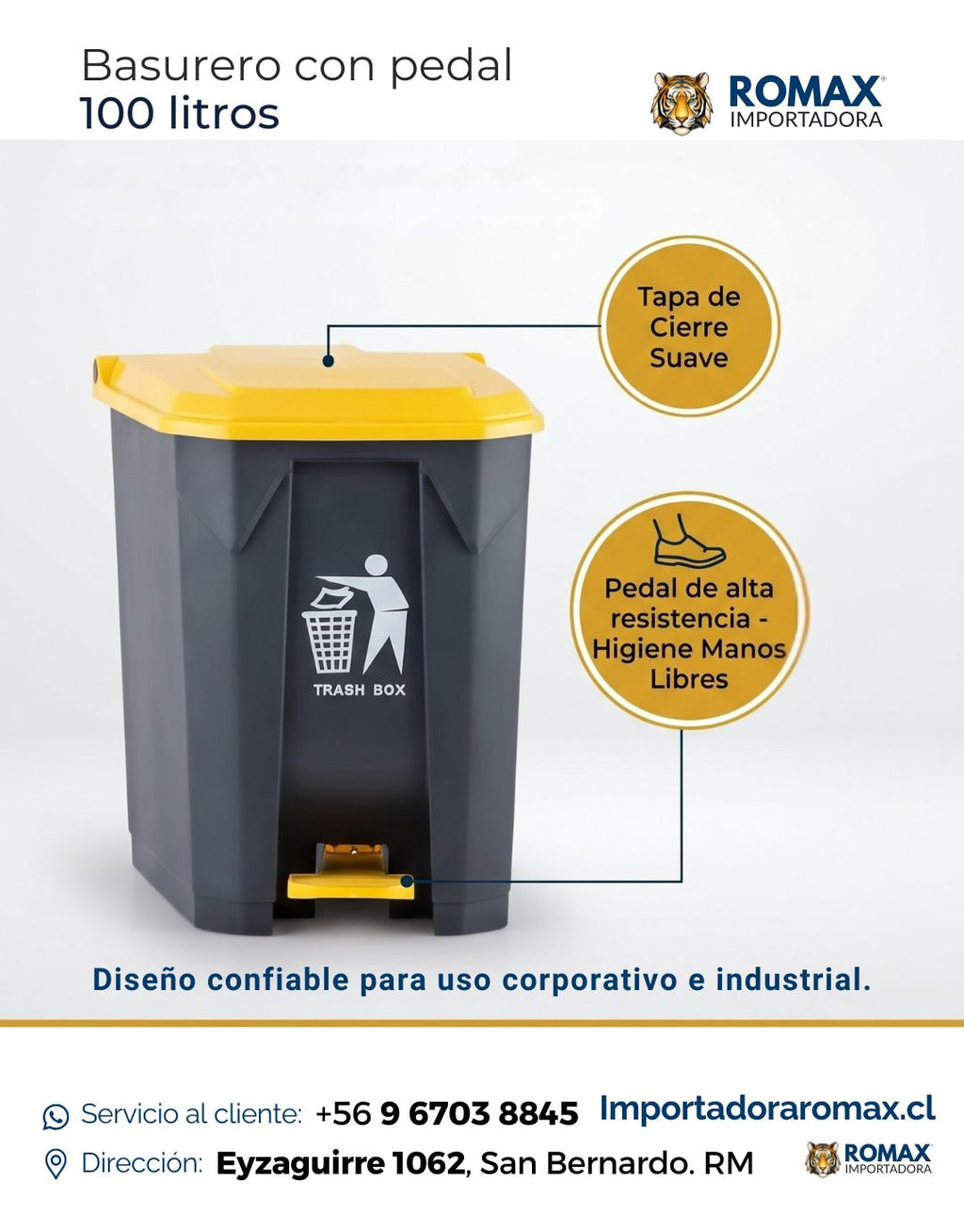 Basurero con Pedal 100 Litros | Máxima Capacidad para Hogar y Negocio