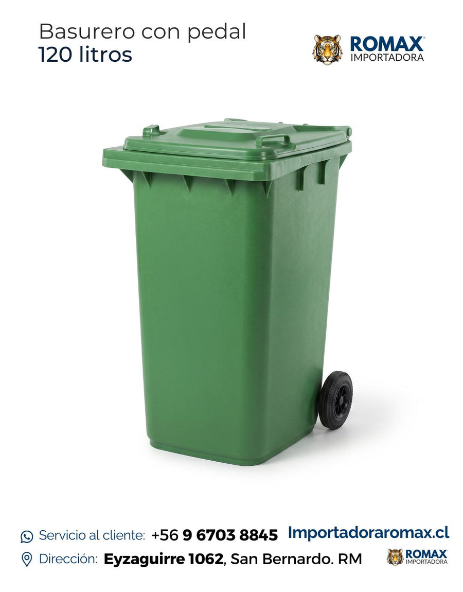 Basurero con Ruedas 120 Litros | HDPE