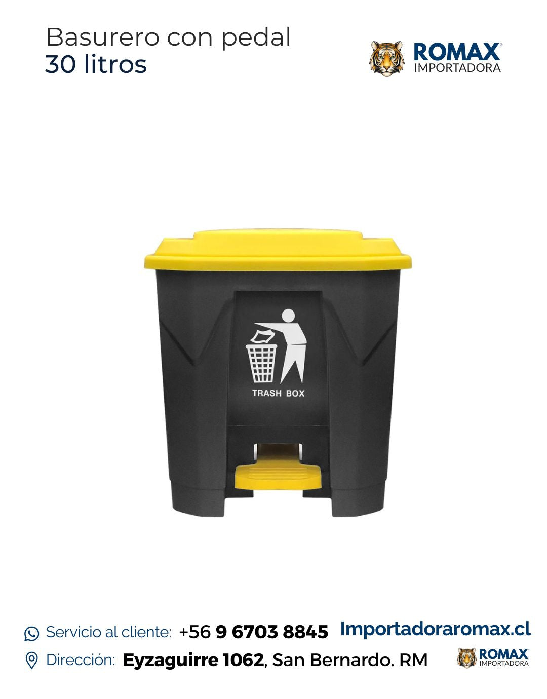 Basurero con Pedal 30 Litros | Compacto, Higiénico y Resistente