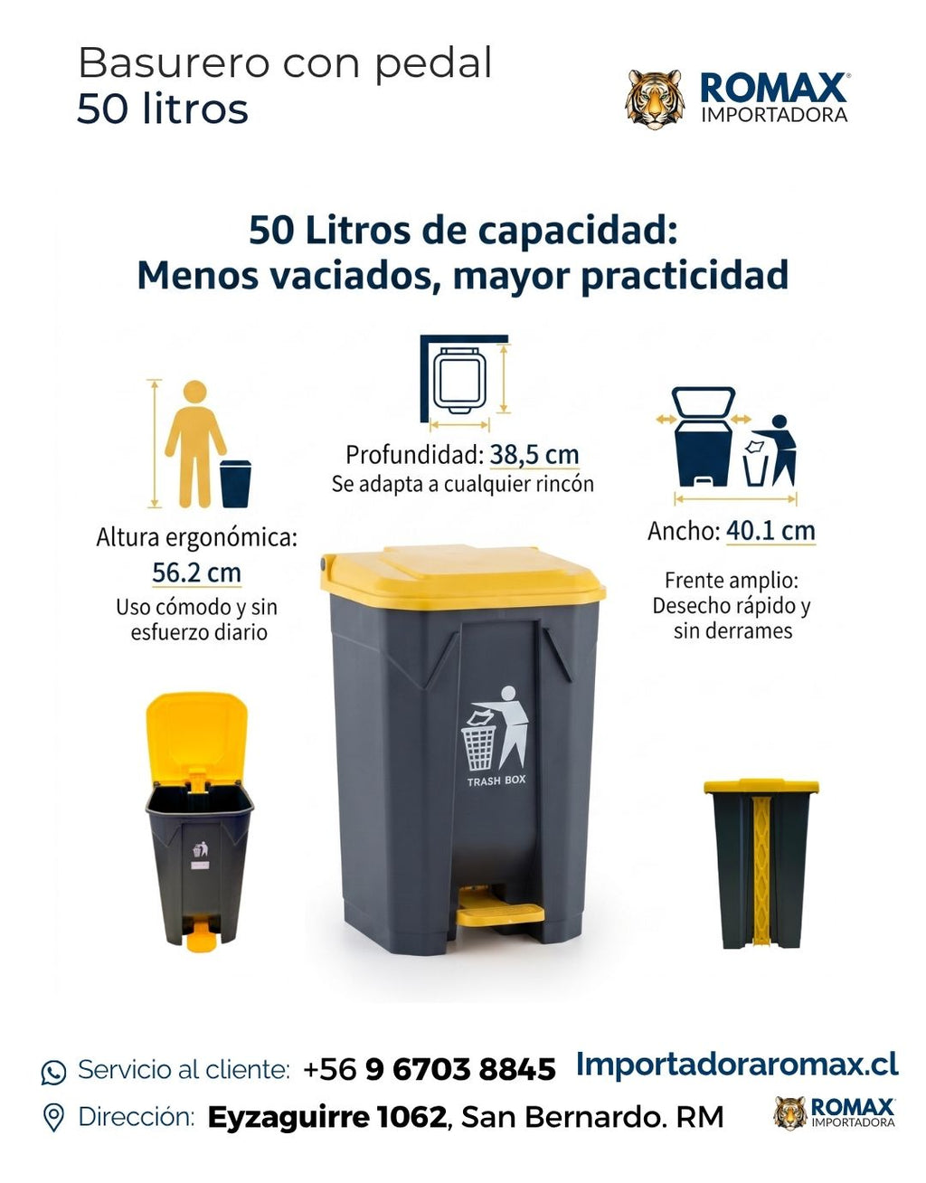Basurero con Pedal 50 Litros | Higiene y Comodidad para Hogar y Negocio