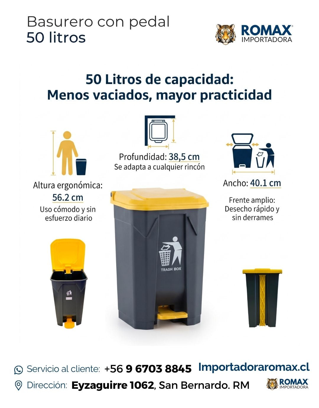Basurero con Pedal 50 Litros | Higiene y Comodidad para Hogar y Negocio