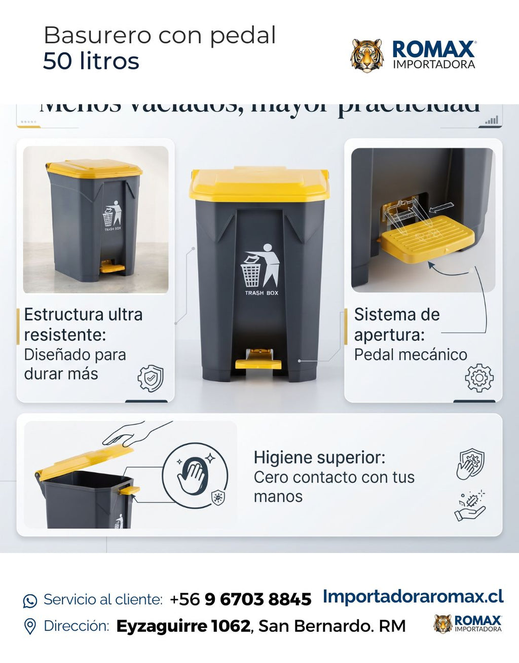 Basurero con Pedal 50 Litros | Higiene y Comodidad para Hogar y Negocio