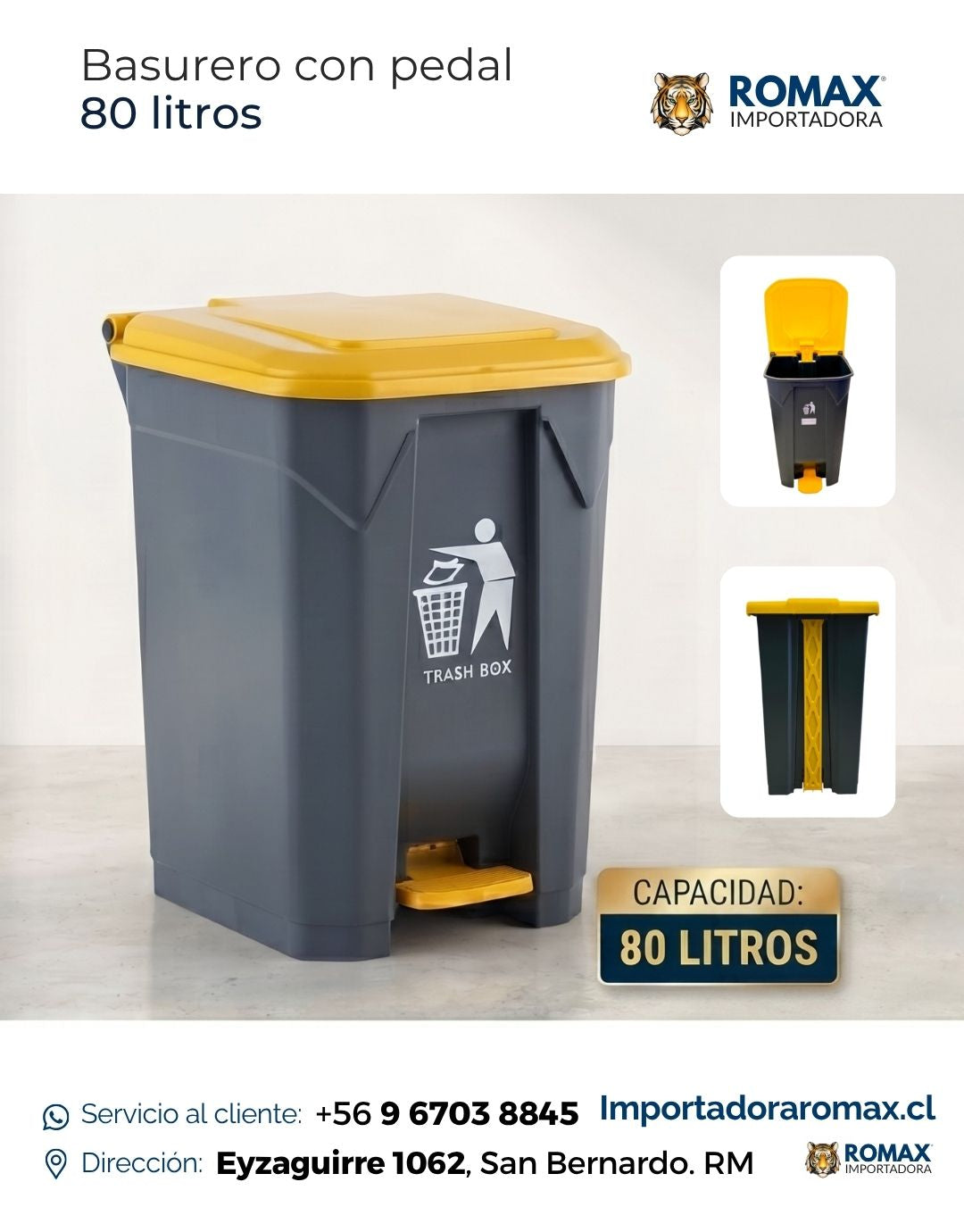 Basurero con Pedal 80 Litros | Higiene y Comodidad para Hogar y Negocio