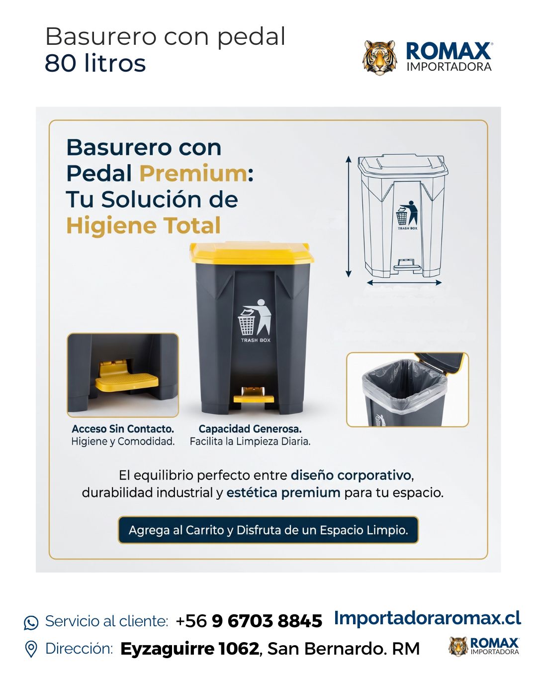 Basurero con Pedal 80 Litros | Higiene y Comodidad para Hogar y Negocio