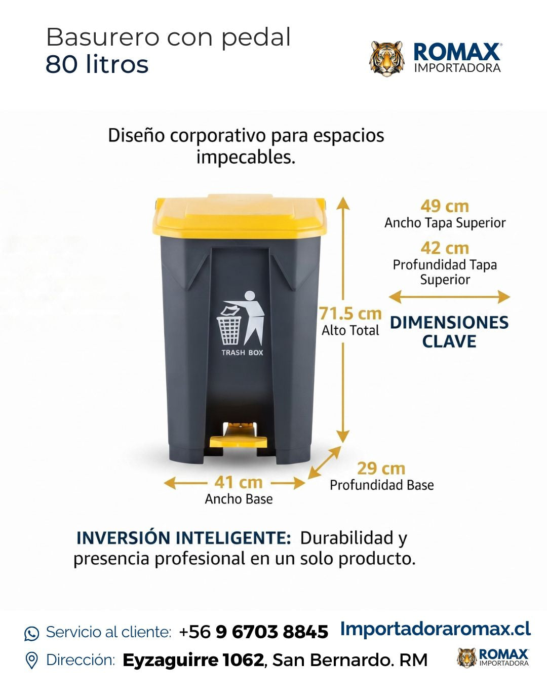 Basurero con Pedal 80 Litros | Higiene y Comodidad para Hogar y Negocio