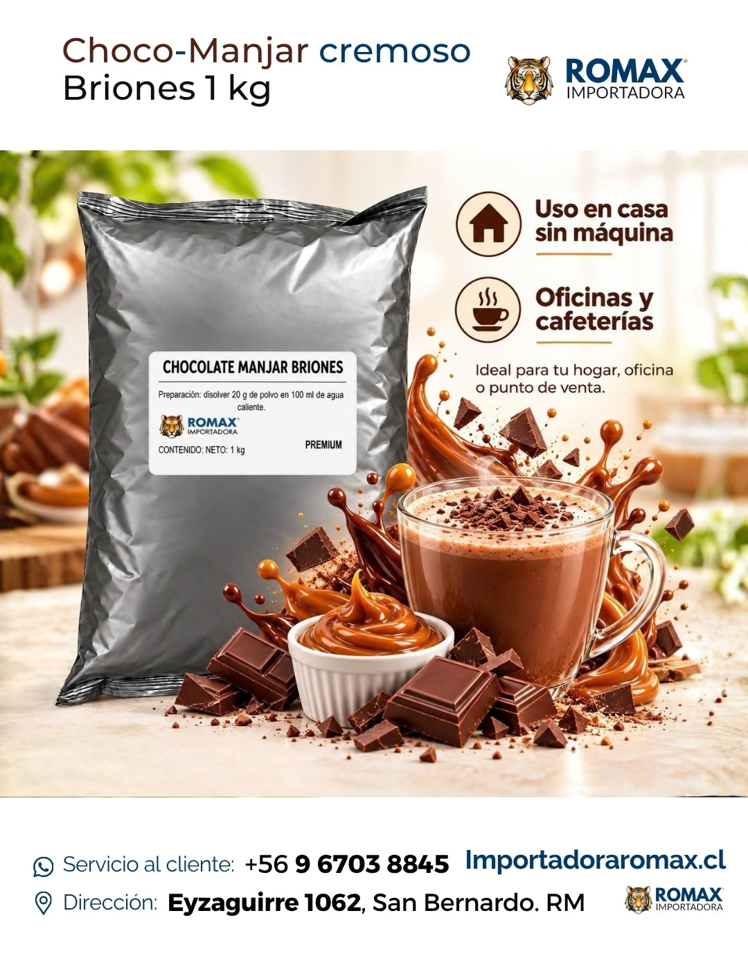 Chocolate Manjar Briones 1 kg soluble 1 kg para máquinas vending | Importadora Romax