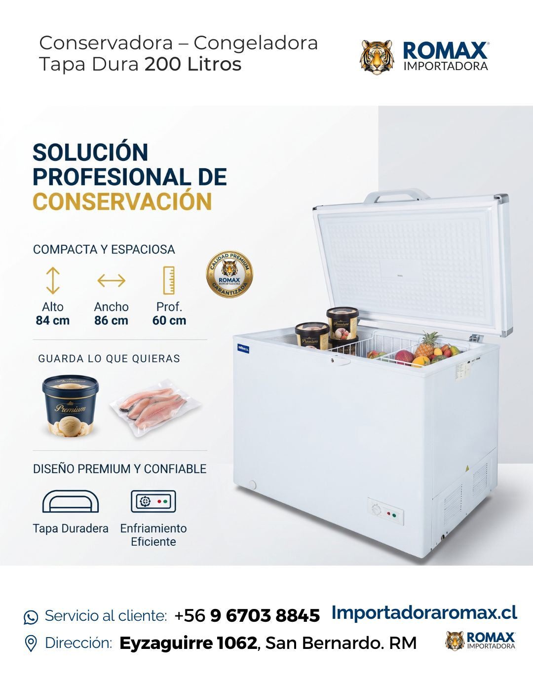 Conservadora – Congeladora Tapa Dura 200 Litros Dual | Ideal para Negocios