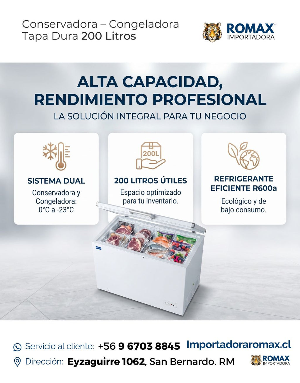 Conservadora – Congeladora Tapa Dura 200 Litros Dual | Ideal para Negocios