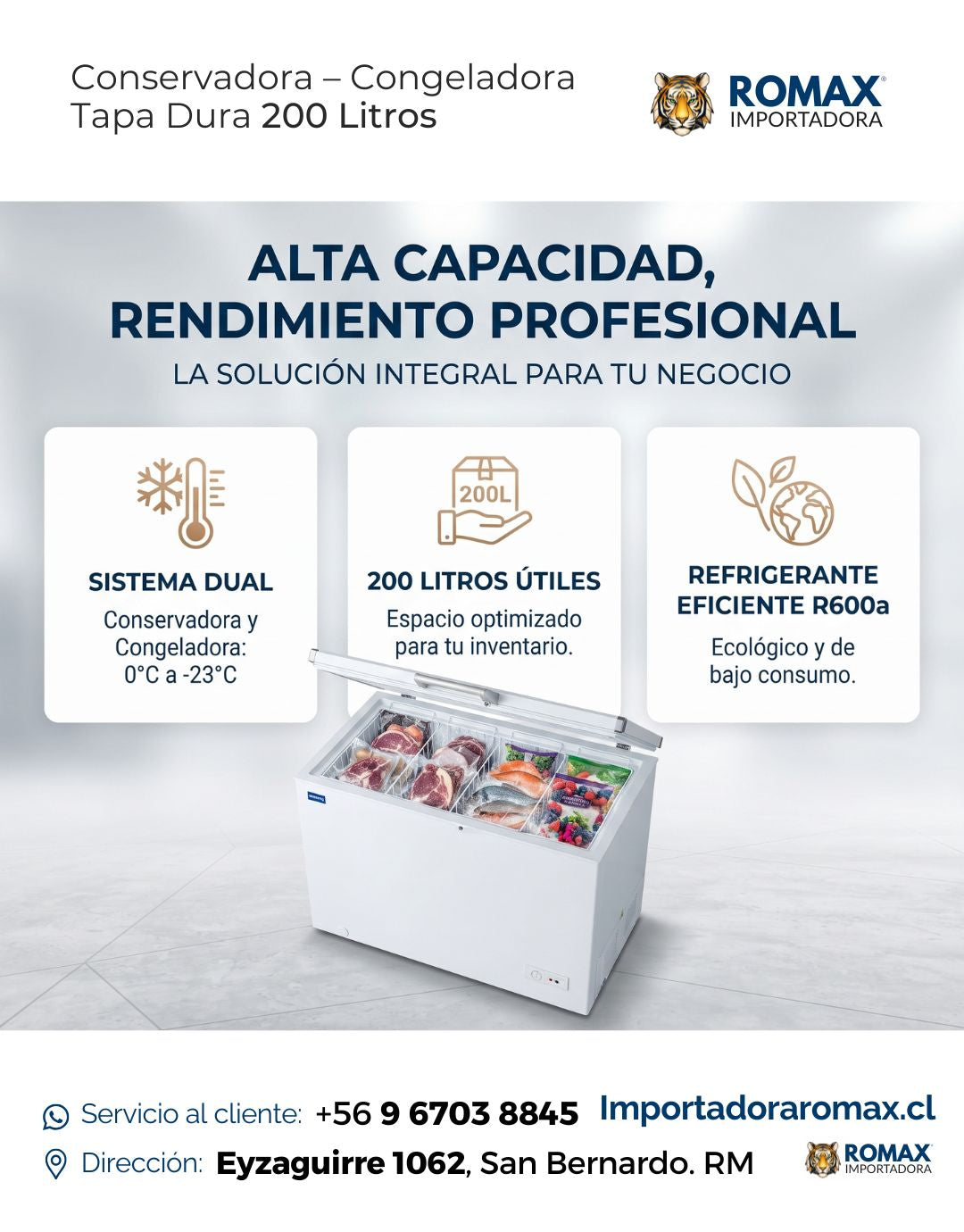 Conservadora – Congeladora Tapa Dura 200 Litros Dual | Ideal para Negocios