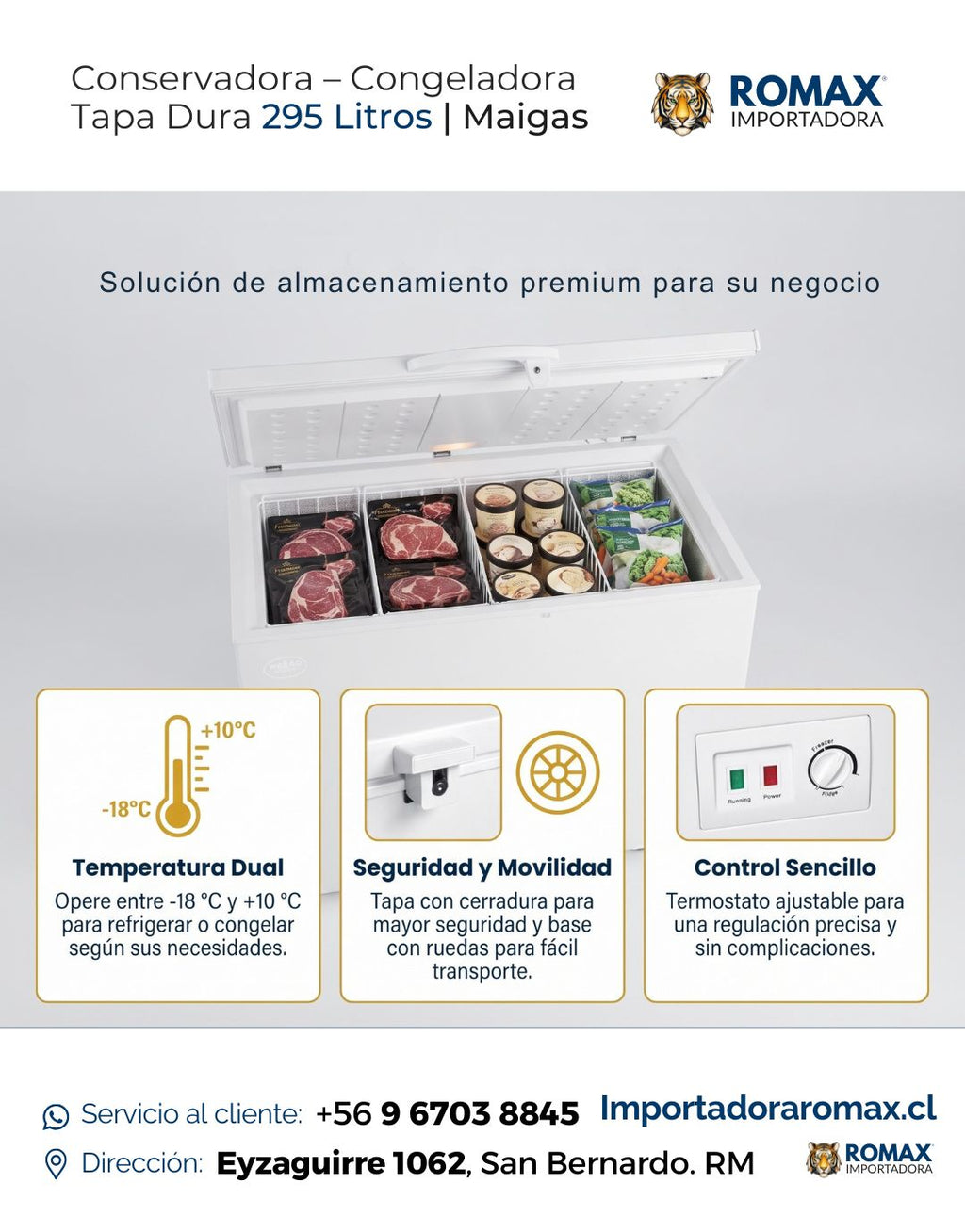 Conservadora Congeladora Maigas 295L Tapa Dura | Romax