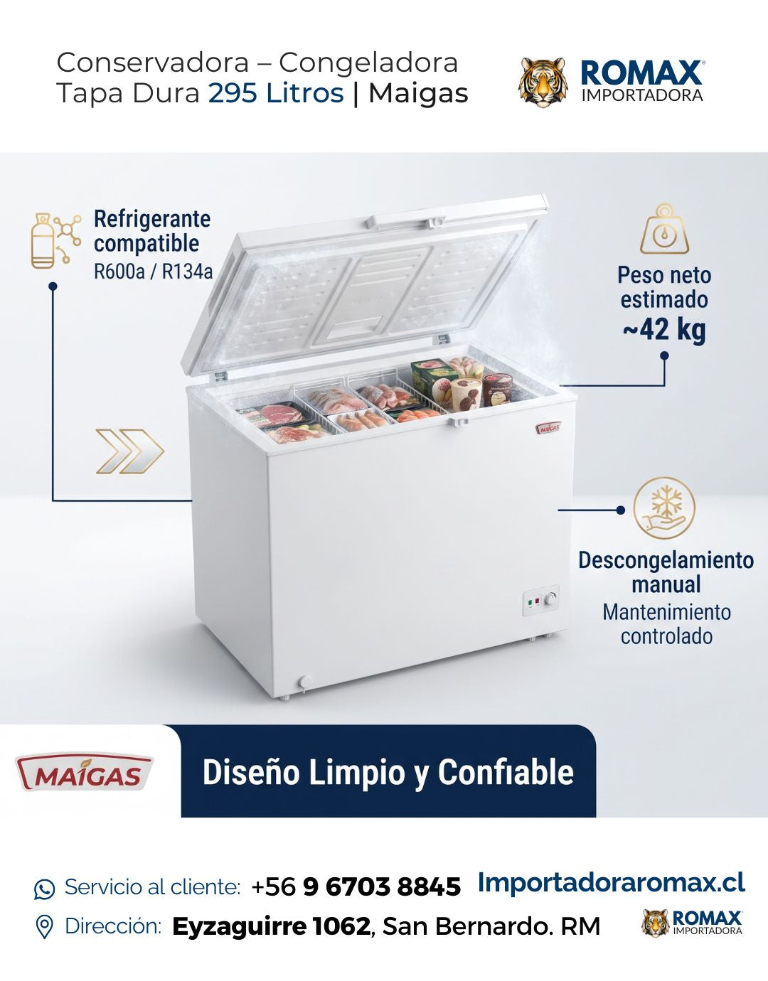 Conservadora Congeladora Maigas 295L Tapa Dura | Romax