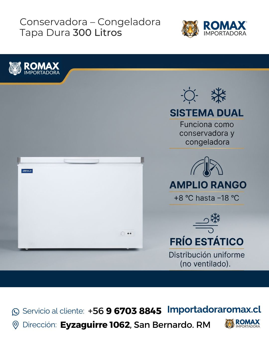 Conservadora – Congeladora Tapa Dura 300 Litros | Función Dual