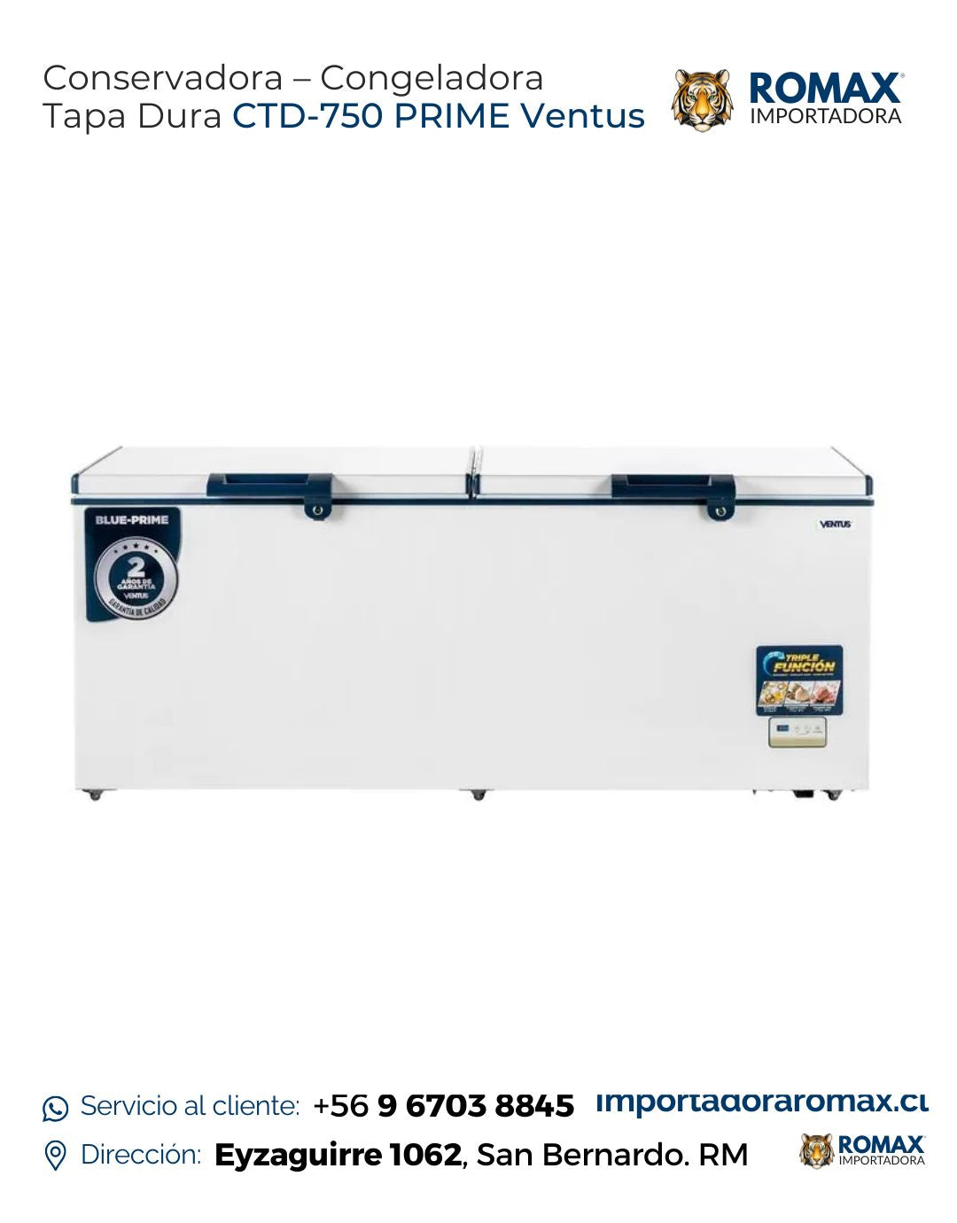 Conservadora – Congeladora Tapa Dura CTD-750 PRIME Ventus