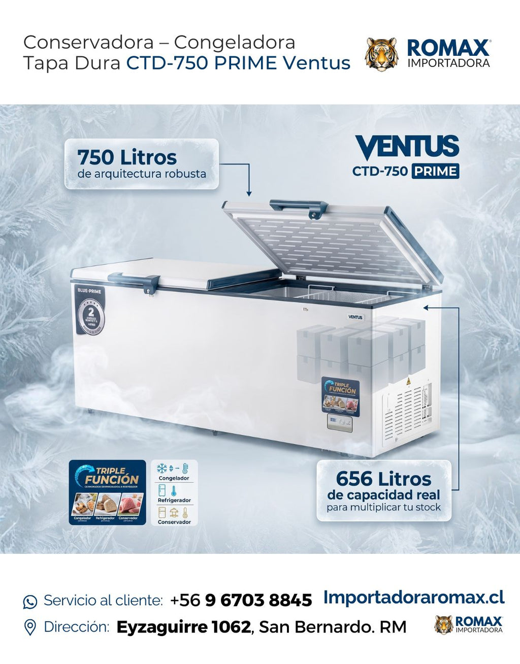 Conservadora – Congeladora Tapa Dura CTD-750 PRIME Ventus