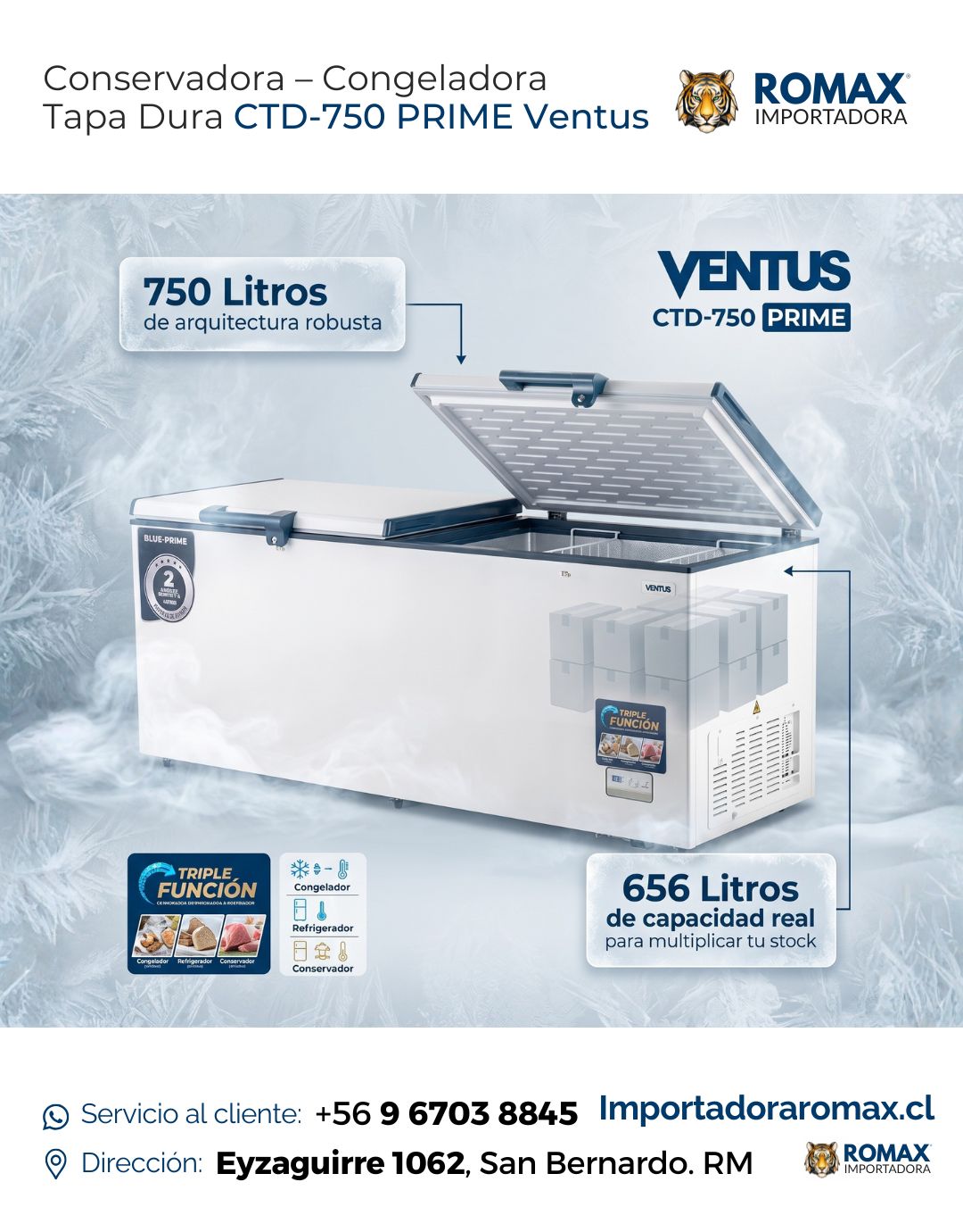Conservadora – Congeladora Tapa Dura CTD-750 PRIME Ventus