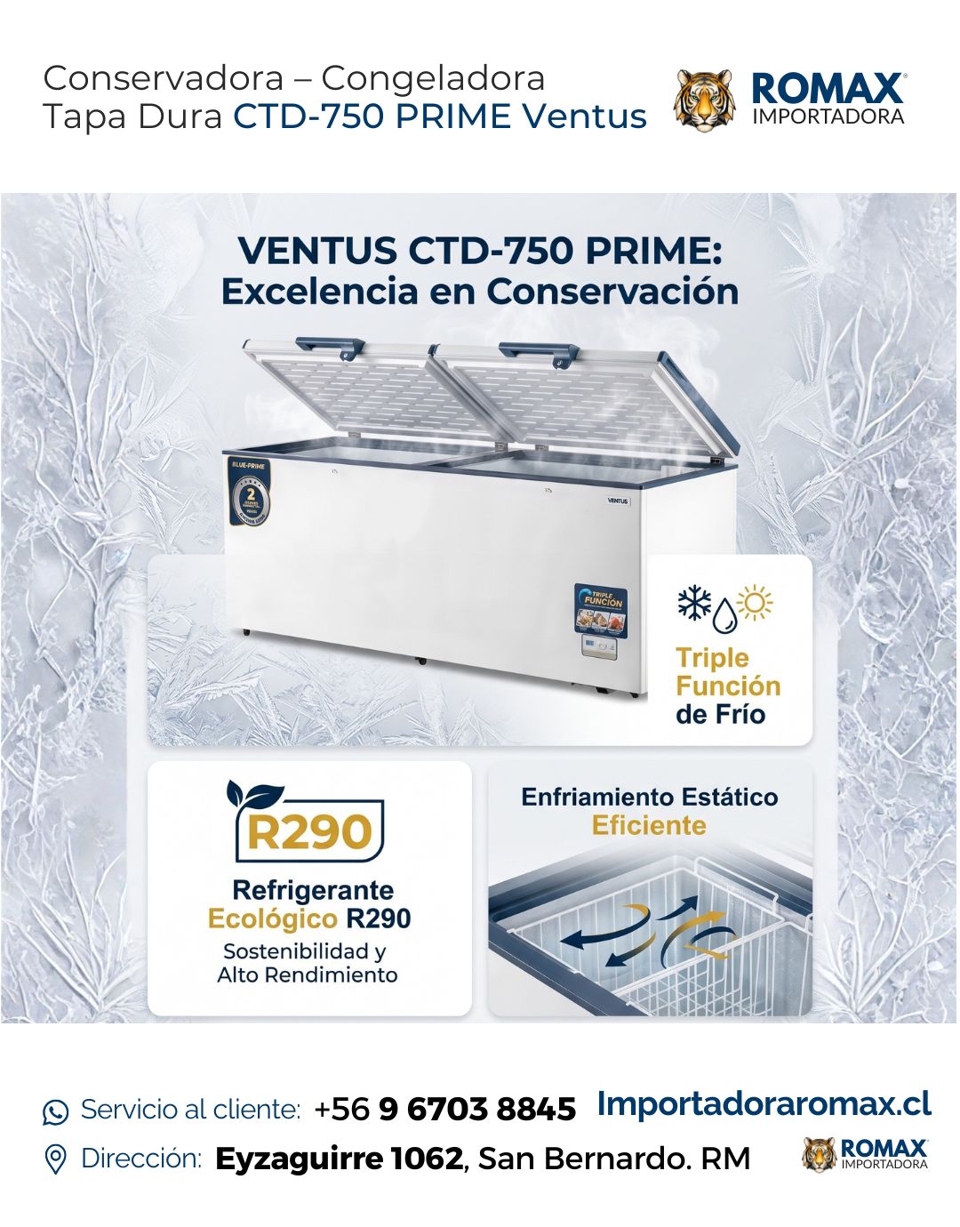 Conservadora – Congeladora Tapa Dura CTD-750 PRIME Ventus