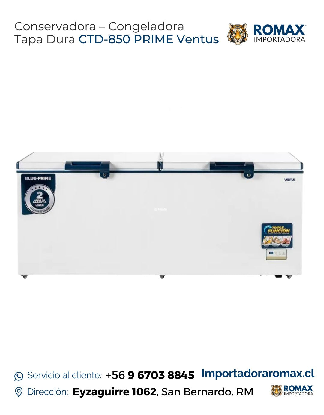 Conservadora-Congeladora Tapa Dura CTD-850 PRIME Ventus