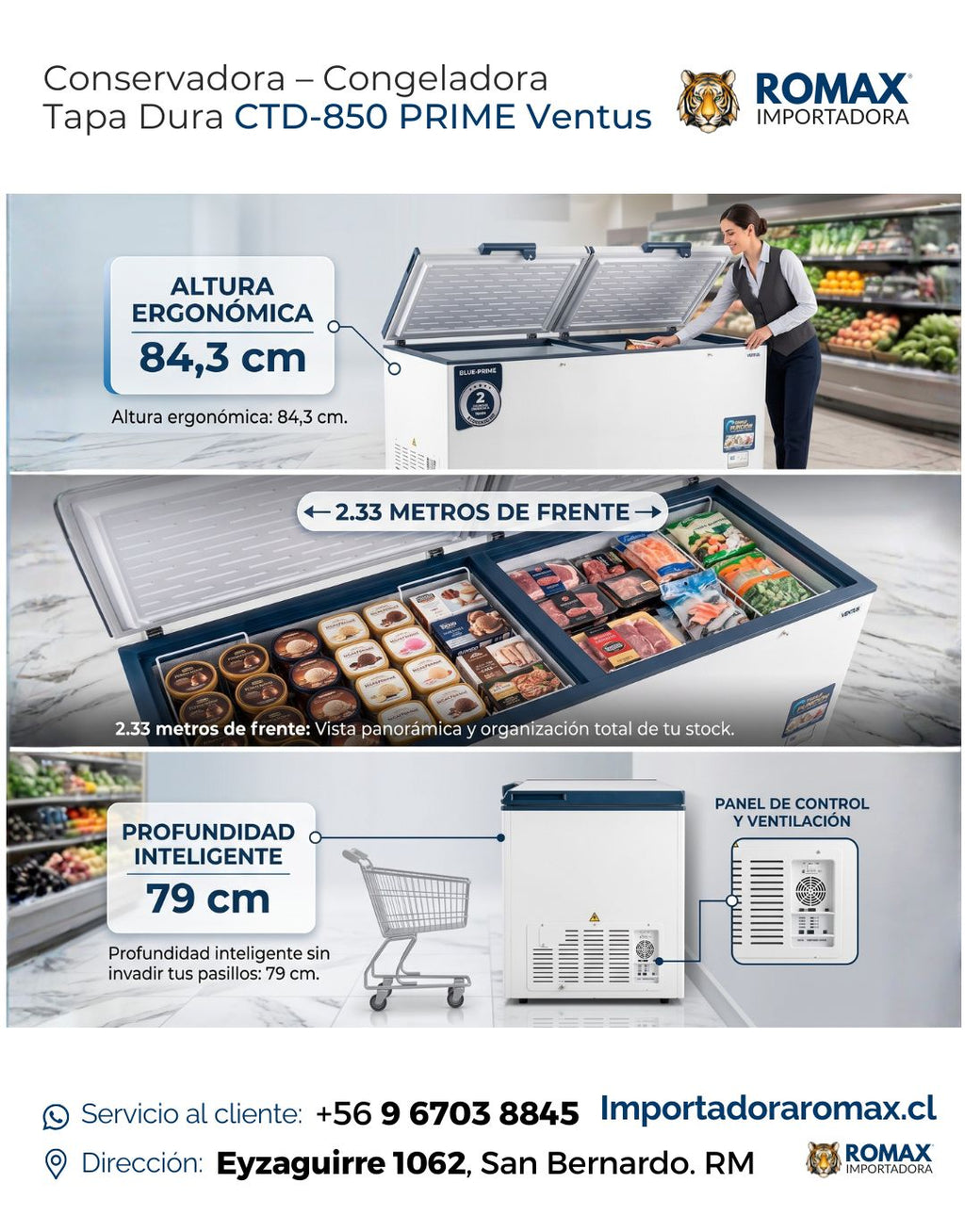 Conservadora-Congeladora Tapa Dura CTD-850 PRIME Ventus