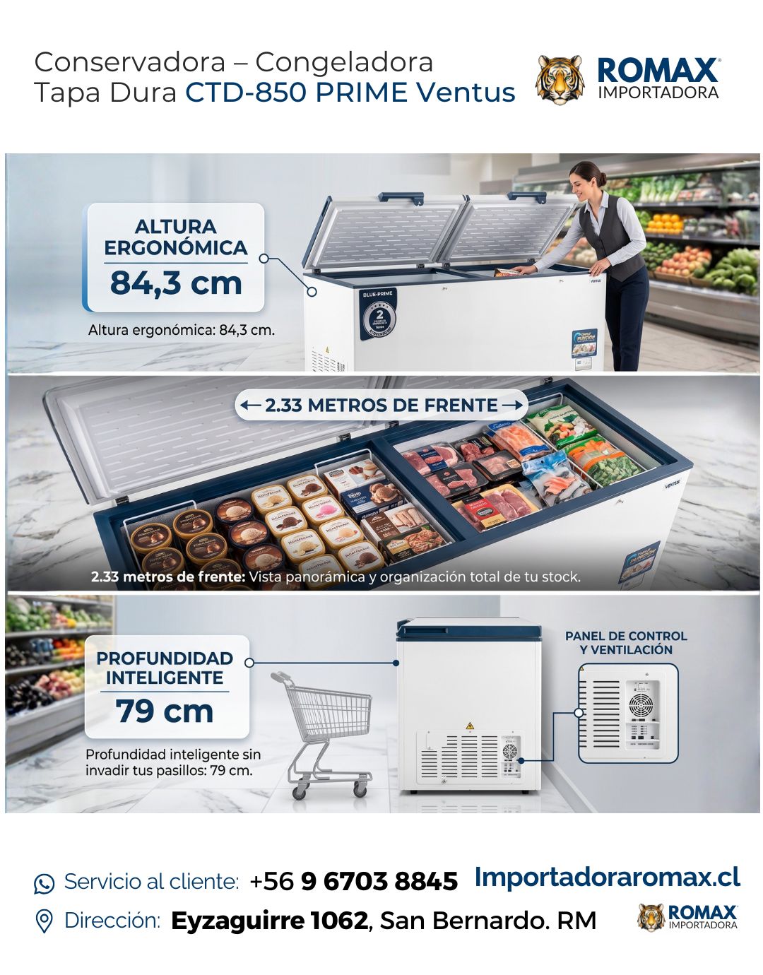 Conservadora-Congeladora Tapa Dura CTD-850 PRIME Ventus