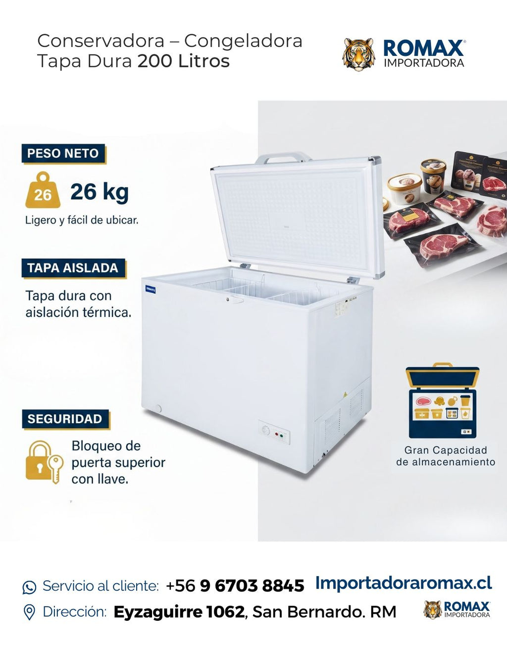 Conservadora – Congeladora Tapa Dura 200 Litros Dual | Ideal para Negocios