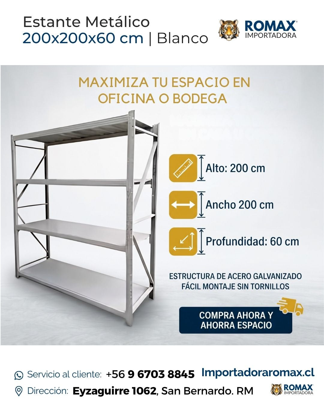 Rack Metálico Blanco 200x200x60