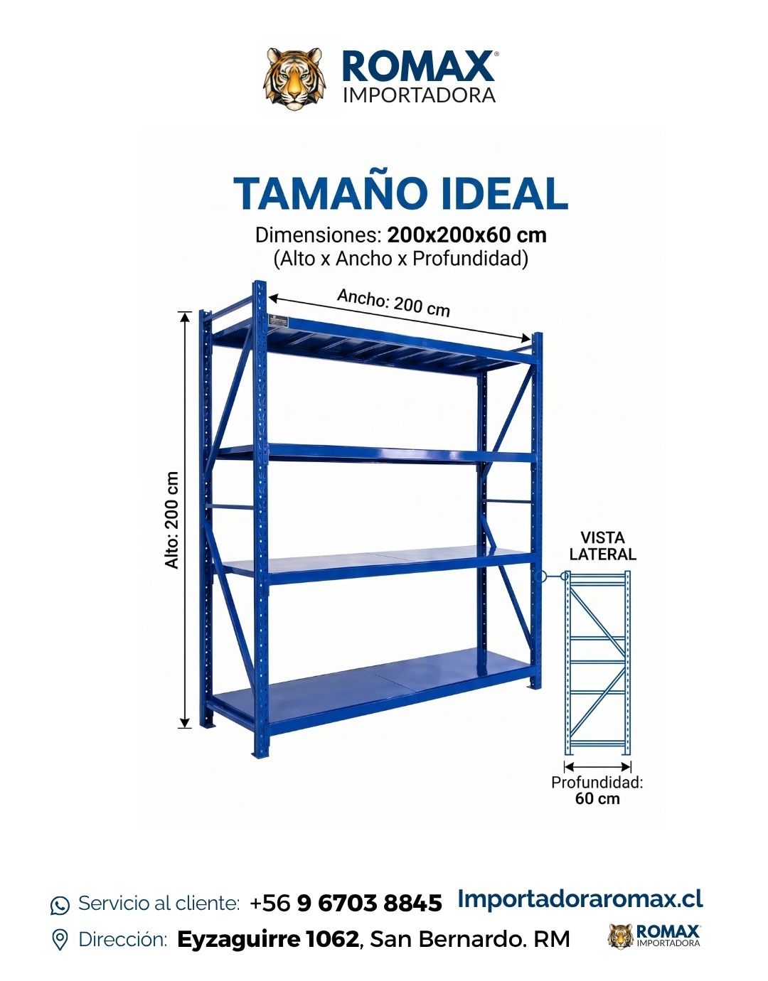 Estante Metálico industrial 200 x 200 x 60 | Azul - Heavy Duty