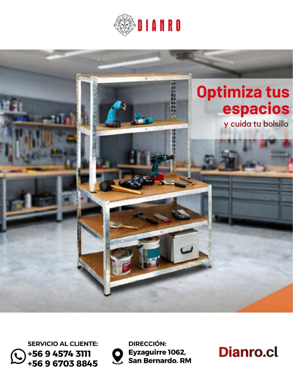 Estante Mesón 180x60x100 cm