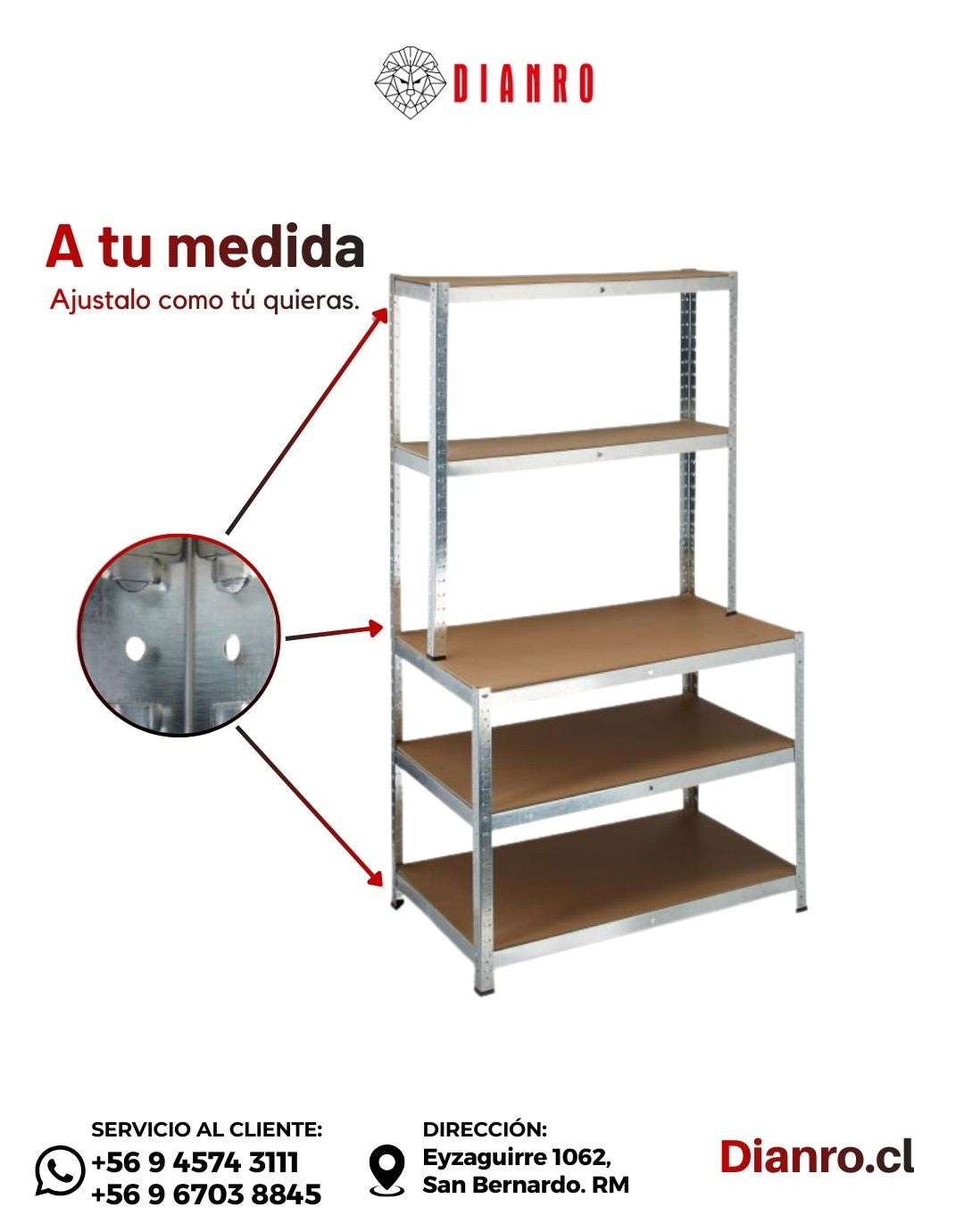 Estante Mesón 180x60x100 cm