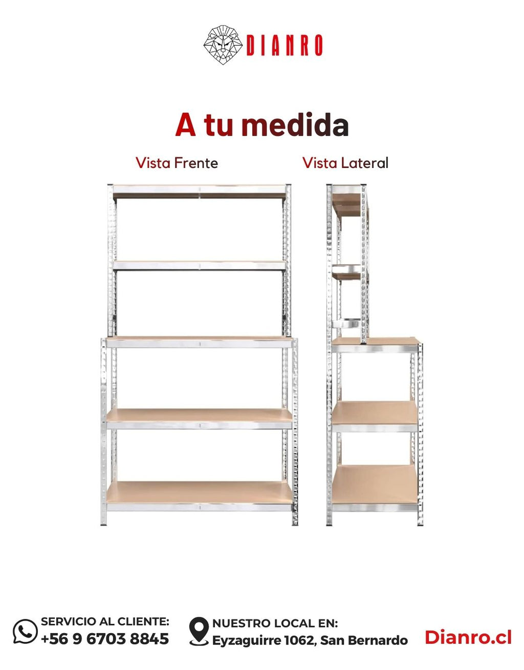 Estante Mesón 180x60x100 cm