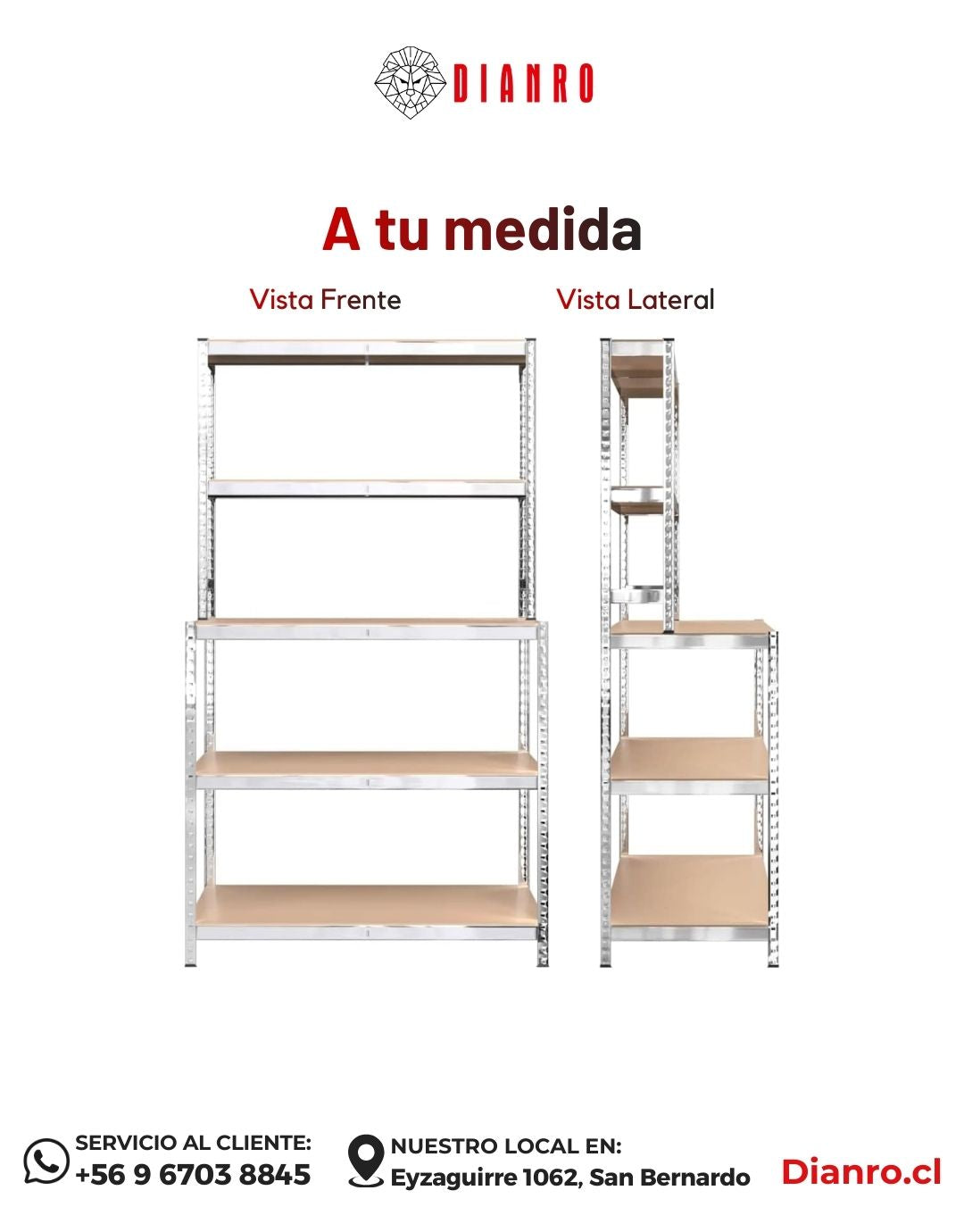 Estante Mesón 180x60x100 cm
