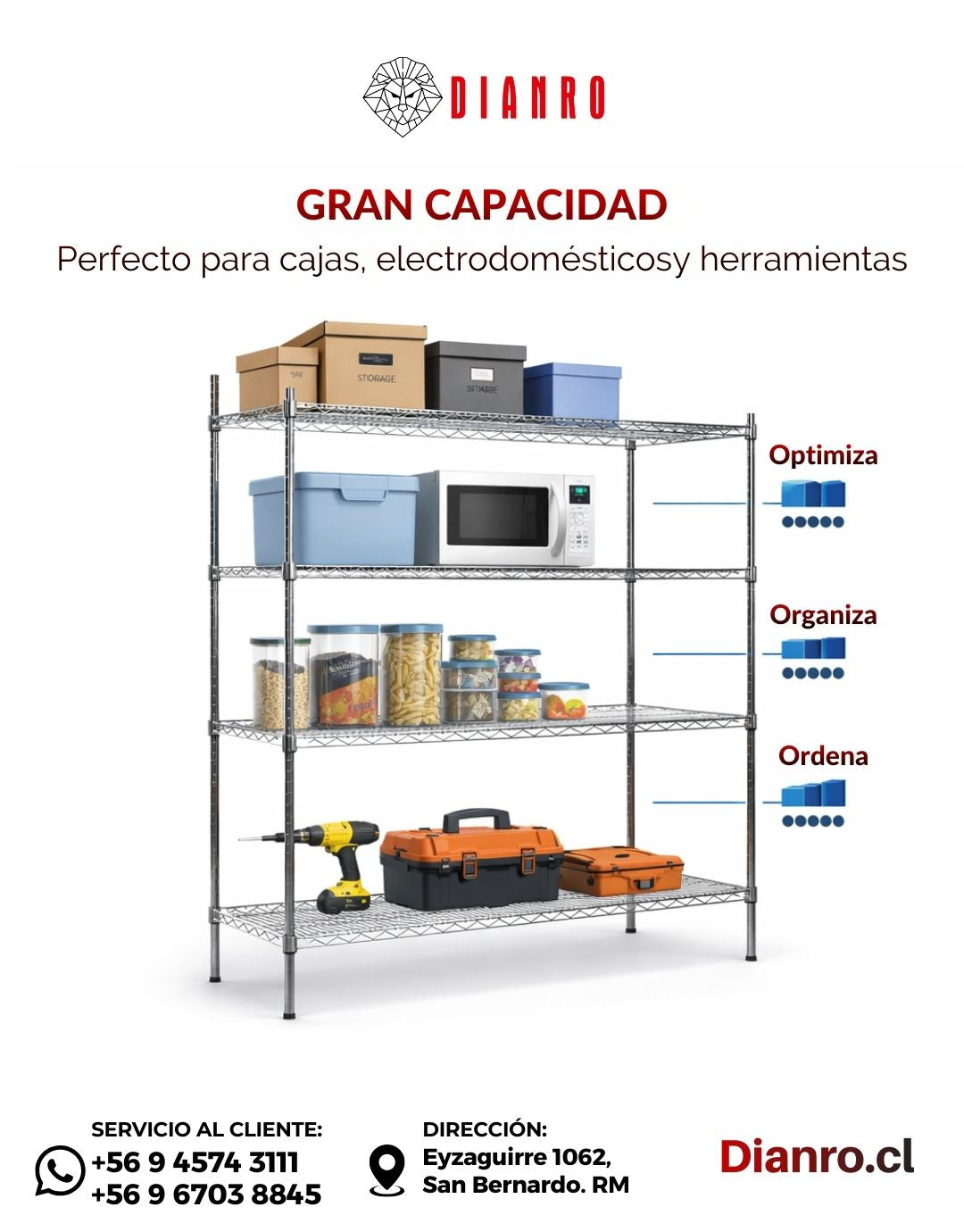 Estante Cromado 180x120x45
