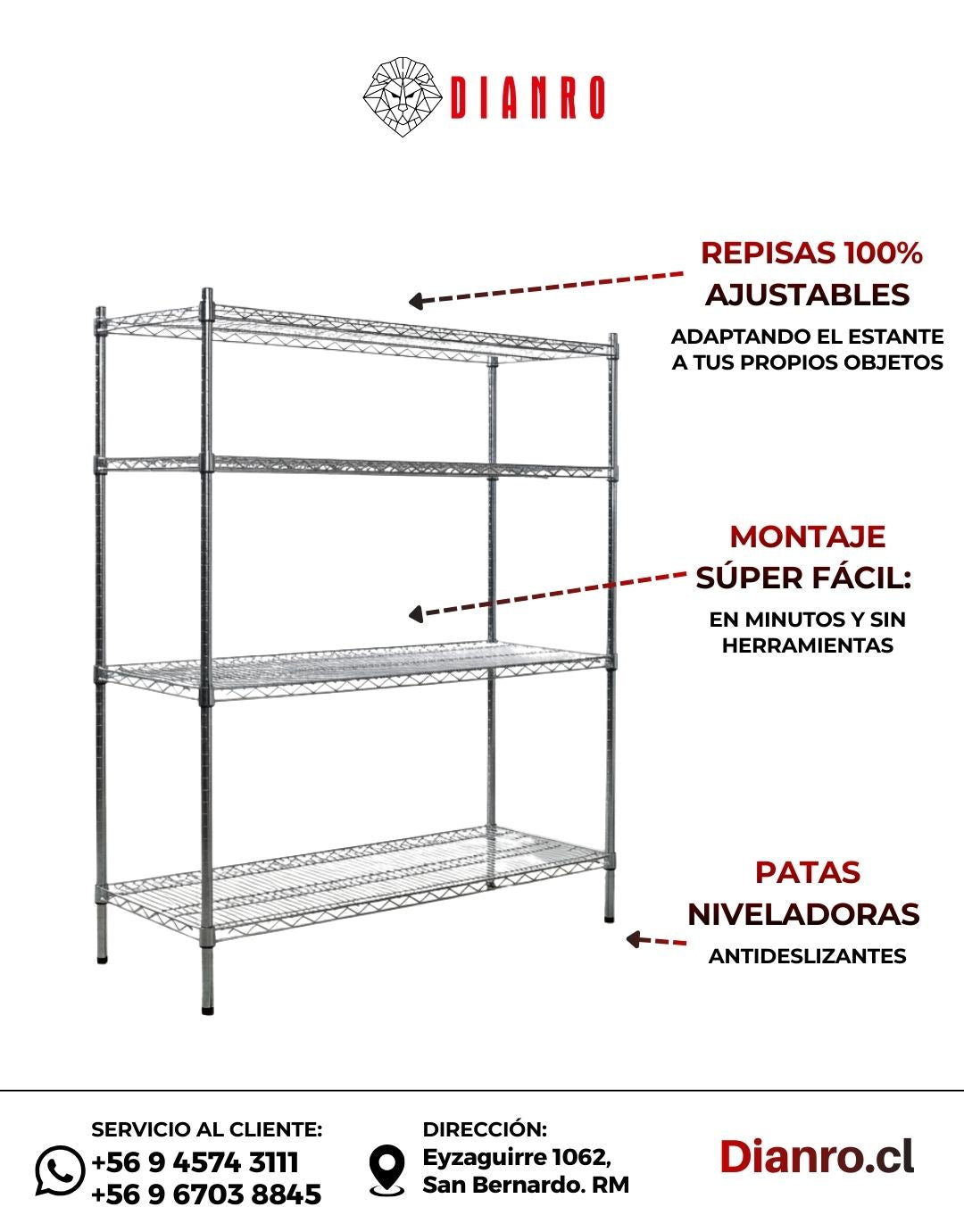 Estante Cromado 180x120x45