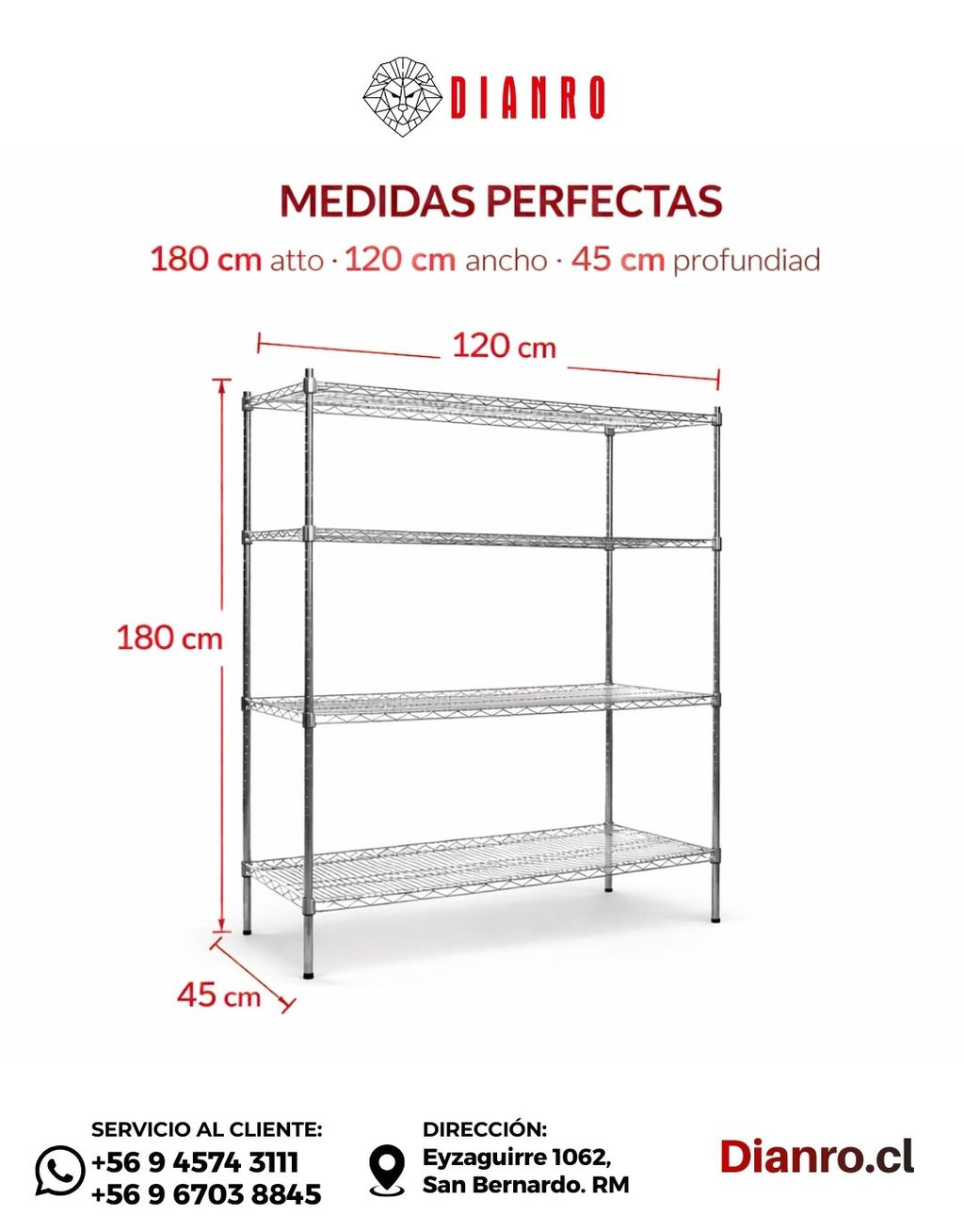 Estante Cromado 180x120x45