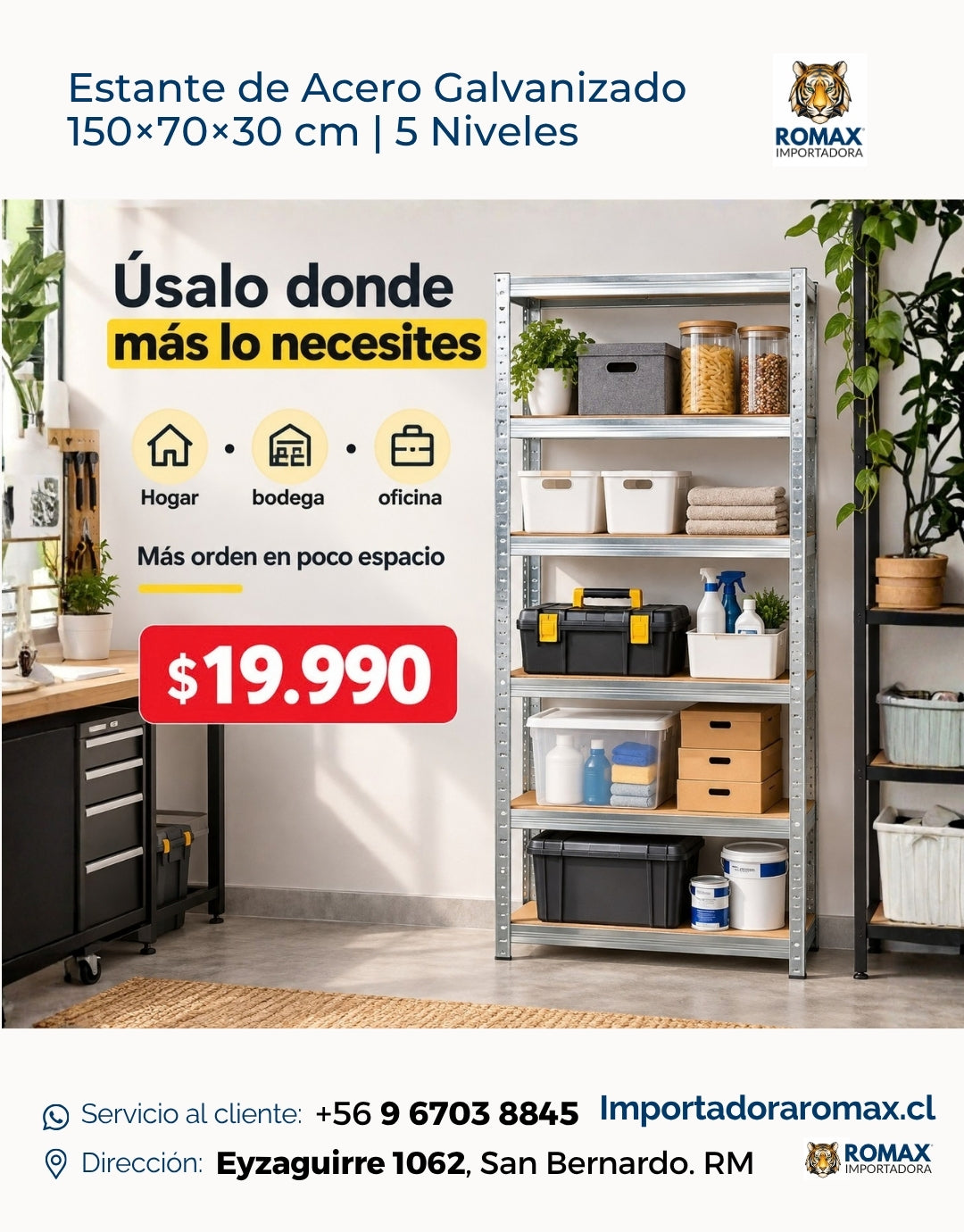 Estante de Acero Galvanizado 5 Niveles 150×70×30 cm | Detalle del producto | Importadora Romax