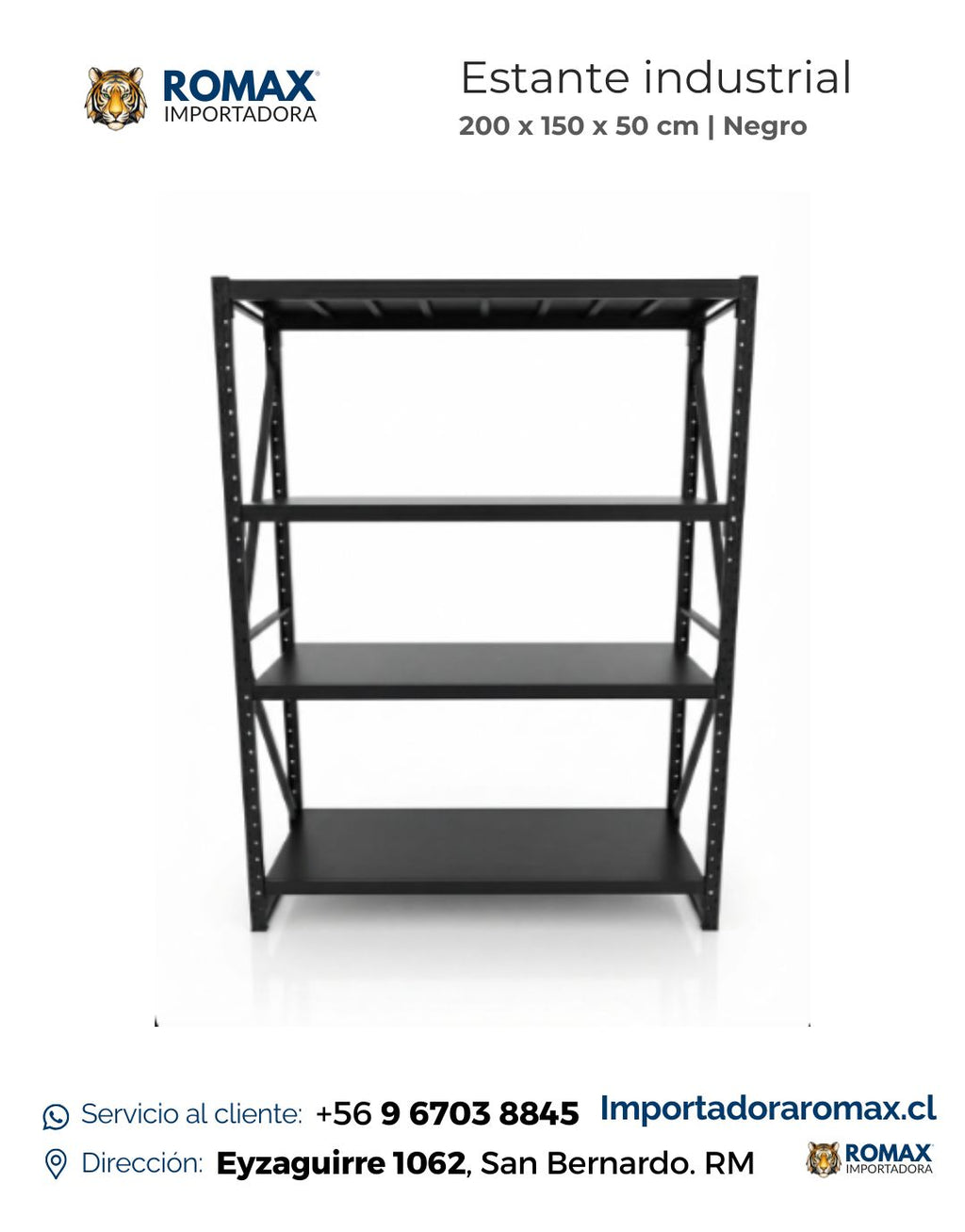 Estante Rack Industrial 200x150x50 cm | 400 kg | Negro Heavy Duty
