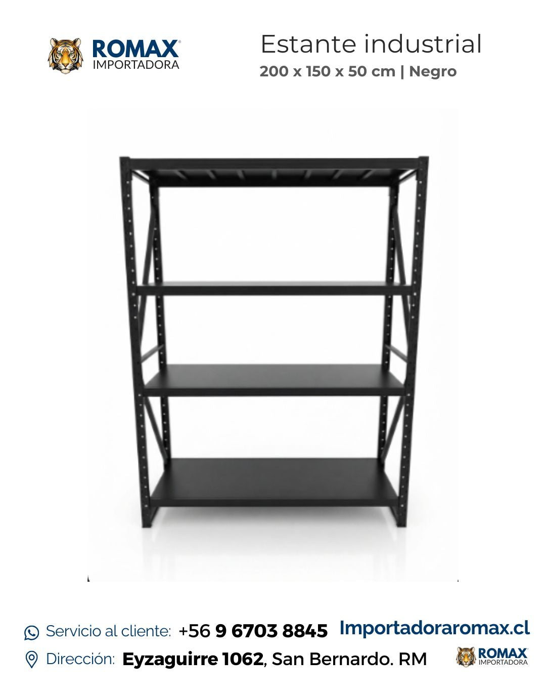 Estante Rack Industrial 200x150x50 cm | 400 kg | Negro Heavy Duty