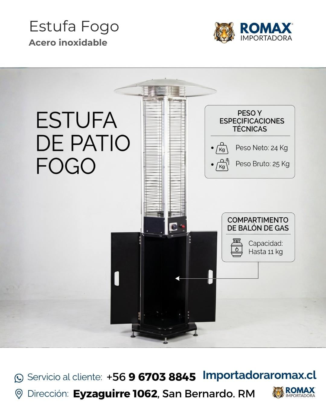 Estufa de Patio Fogo 11.5 kW para Terraza y Quincho