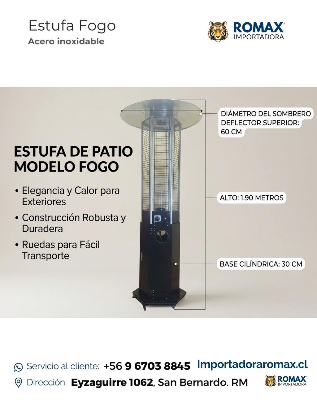 Estufa de Patio Fogo 11.5 kW para Terraza y Quincho