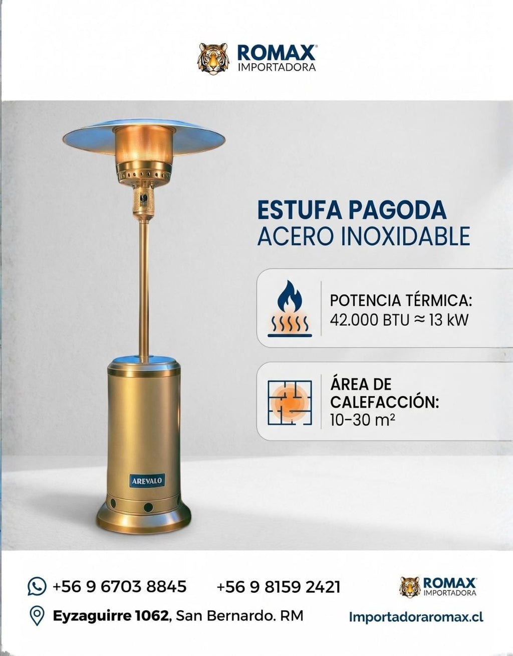 Estufa Pagoda Acero inoxidable 13 kW para Terraza y Quincho