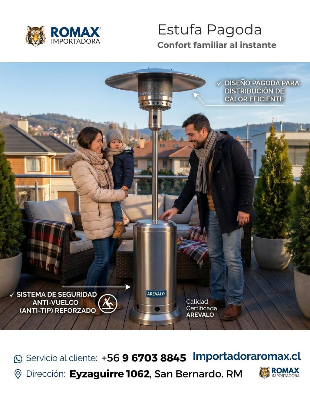 Estufa Pagoda Acero inoxidable 13 kW para Terraza y Quincho