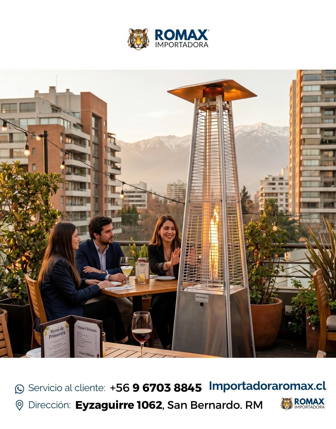 Estufa Pirámide Exterior 13 kW para Terraza y Quincho